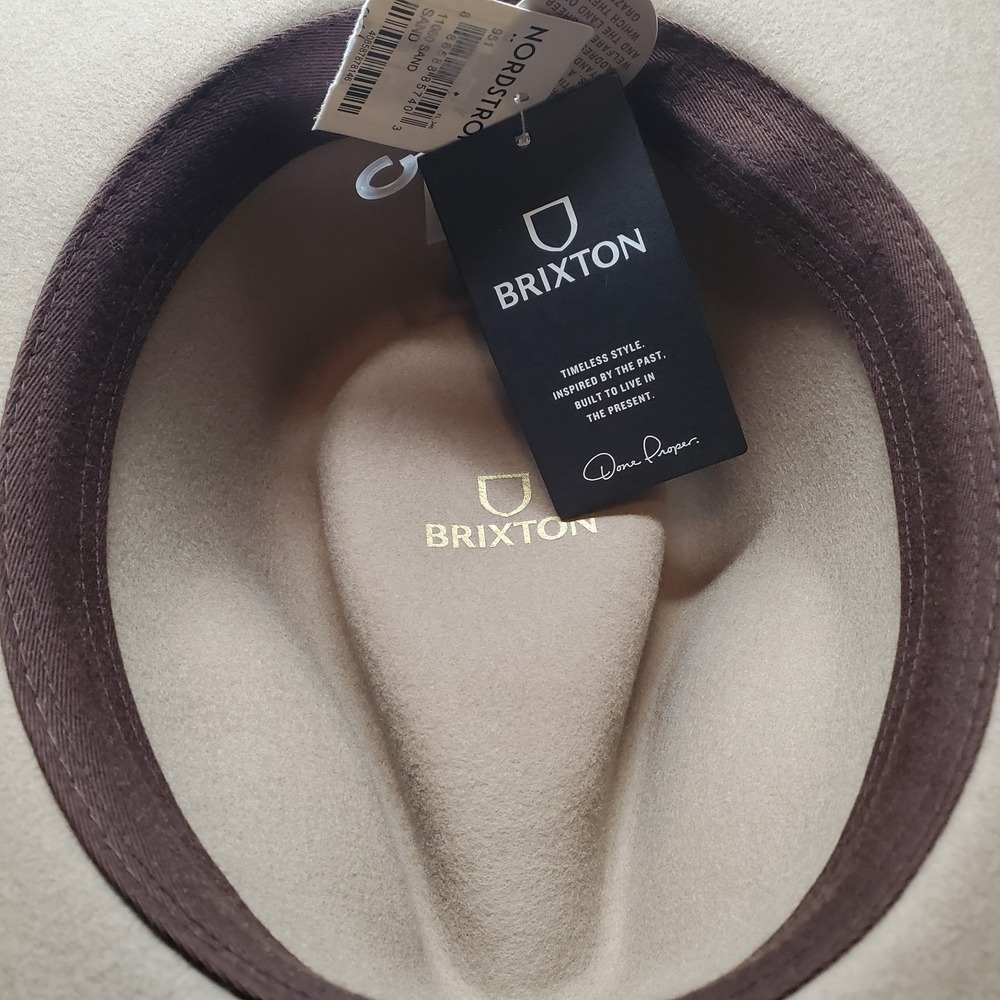Brixton Messer Western WOOL Sand Color Fedora HAT Womens Nordstrum Medium New - Picture 8 of 10